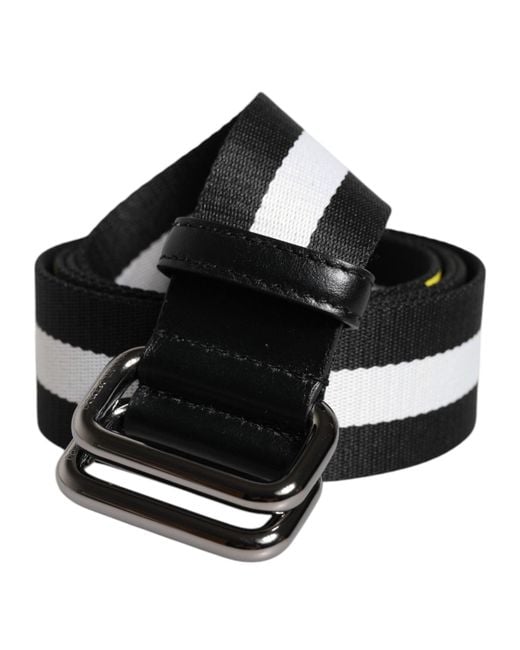 Dolce & Gabbana Black Logo Print Buckle Belt for men