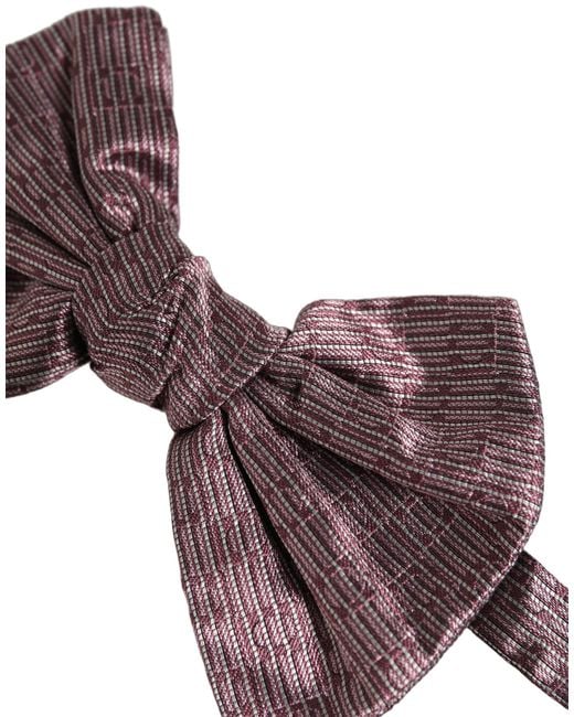Dolce & Gabbana Brown Men Maroon 100% Silk Adjustable Neck Papillon Bow Tie for men