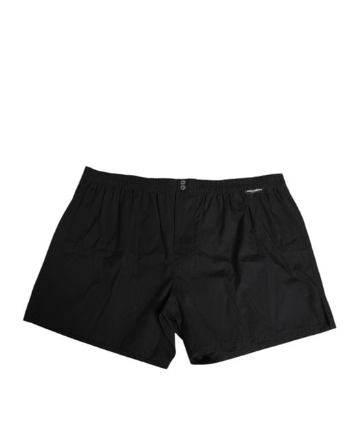 Dolce & Gabbana Black Cotton Elastic Waistband Button Swimwear for men