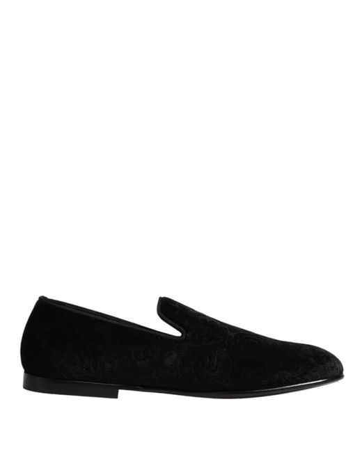 Dolce & Gabbana Black Velvet Slip-On Loafers main image 1
