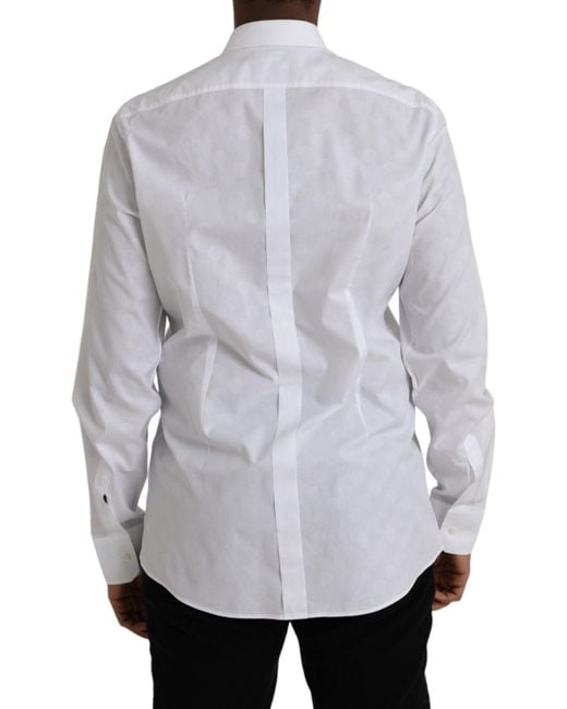 Dolce & Gabbana Gray Polka Dotted Cotton Dress Shirt for men