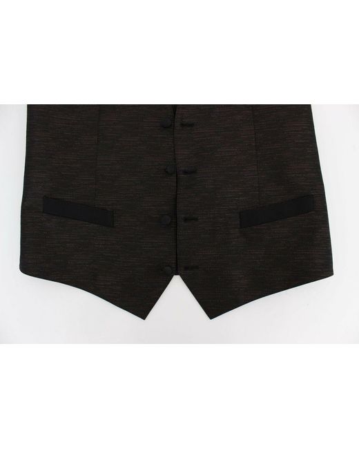 Dolce & Gabbana Black Dolce Gabbana Wool Logo Dress Gilet Vest for men