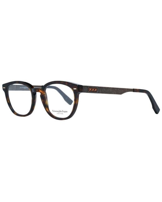 Zegna Black Brown Plastic Glasses (frames) for men