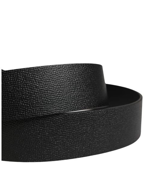 Dolce & Gabbana Men Black Classic Leather Metal Buckle Belt for men