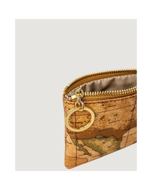 Alviero Martini 1A Classe Metallic Beige Leather Clutch Bag