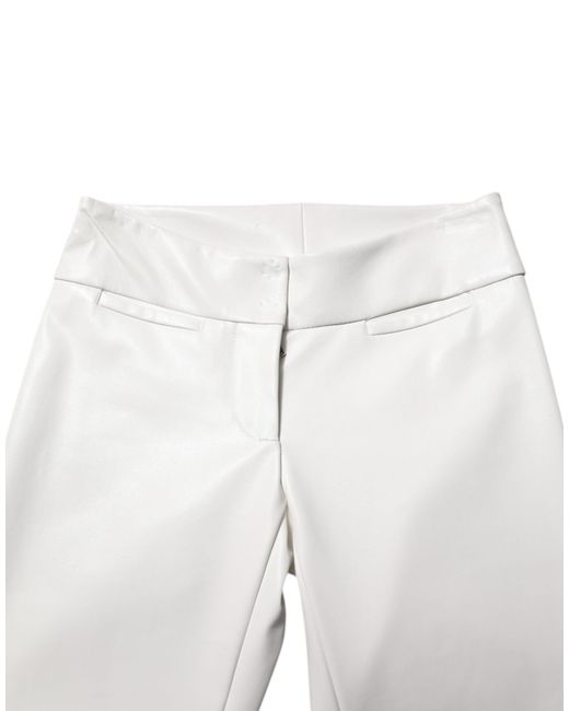 Dolce & Gabbana White Polyurethane High Waist Tapered Pants