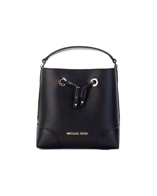 Michael Kors Black Mercer Small Pebbled Leather Bucket Crossbody Bag Purse