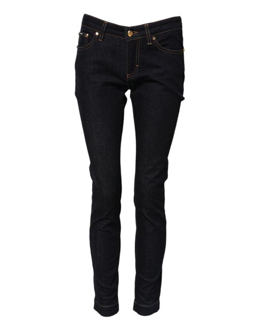 Dolce & Gabbana Black Blue Cotton Pretty Lowwaist Skinny Denim Jeans for men