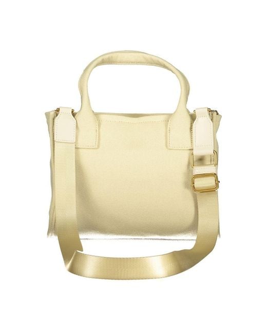 Twinset Metallic Beige Cotton Handbag