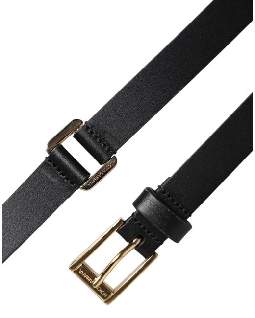 Dolce & Gabbana Black Classic Metal Logo Buckle Belt for men