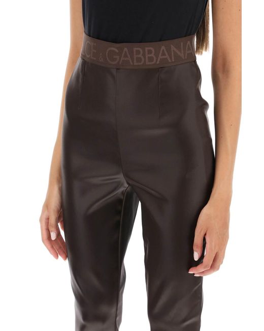 Dolce & Gabbana Black Coated Look Stretch Satin Leggings