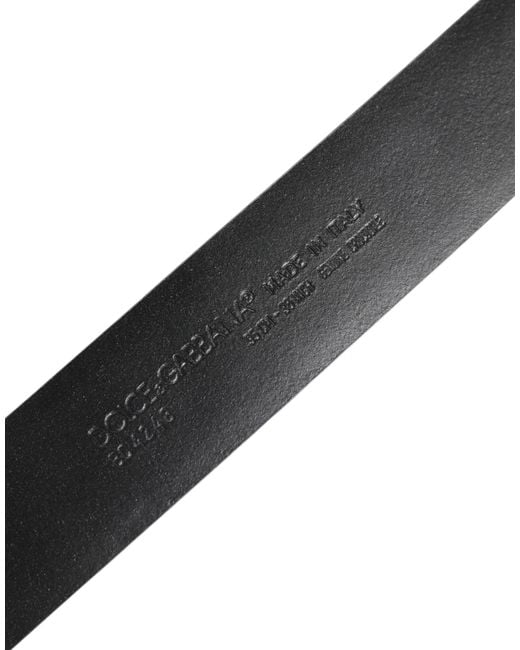 Dolce & Gabbana Black Crocodile Flank Nappa Leather Belt With Dg Logo for men