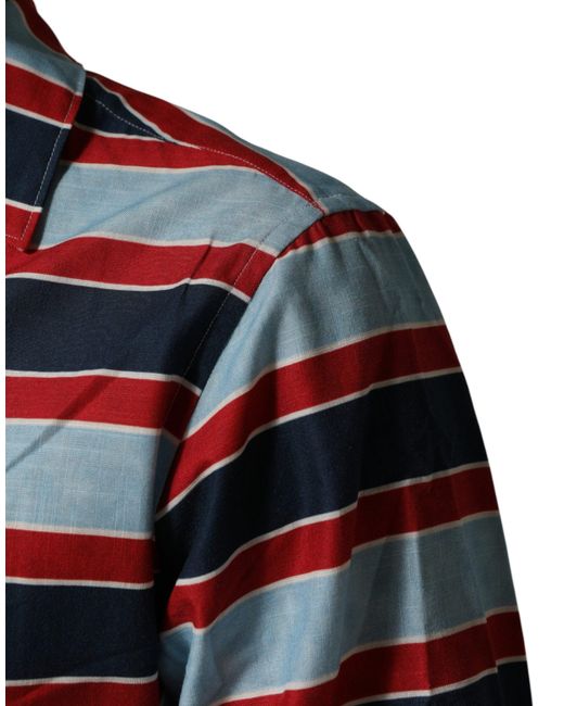 Dolce & Gabbana Blue Stripes Cotton Button Down Shirt for men
