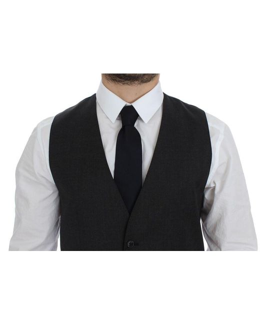 Dolce & Gabbana Black Dolce Gabbana Wool Stretch Dress Vest Gilet Weste for men
