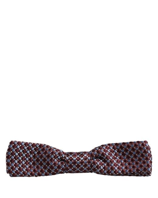 Dolce & Gabbana Purple Blue Burgundy Woven Adjustable Neck Papillon Bow Tie for men