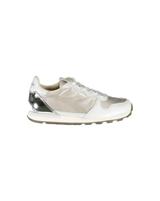 Diadora White Gray Fabric Sneaker