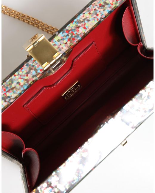 Dolce & Gabbana Metallic Multicolor Pursebox Fashion Sinner Glitter Crossbody Bag