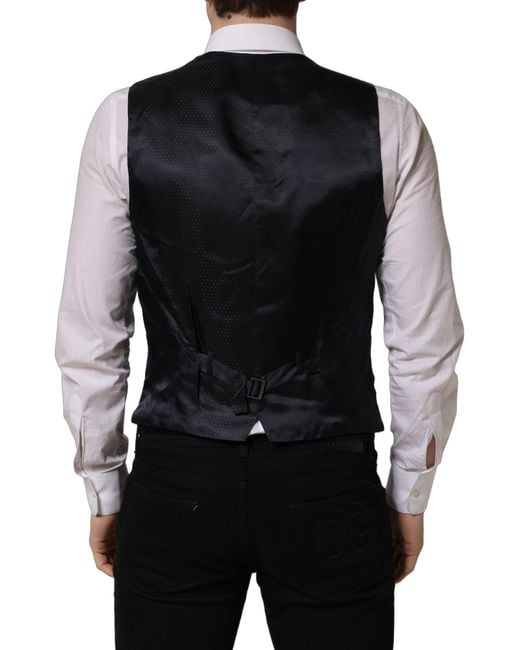 Dolce & Gabbana Black Wool Single Breasted Waistcoat Vest for men