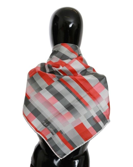 CoSTUME NATIONAL Black Red Silk Shawl Foulard Wrap Scarf
