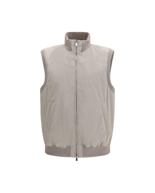 Brunello Cucinelli Gray Sleeveless Vest Jacket for men