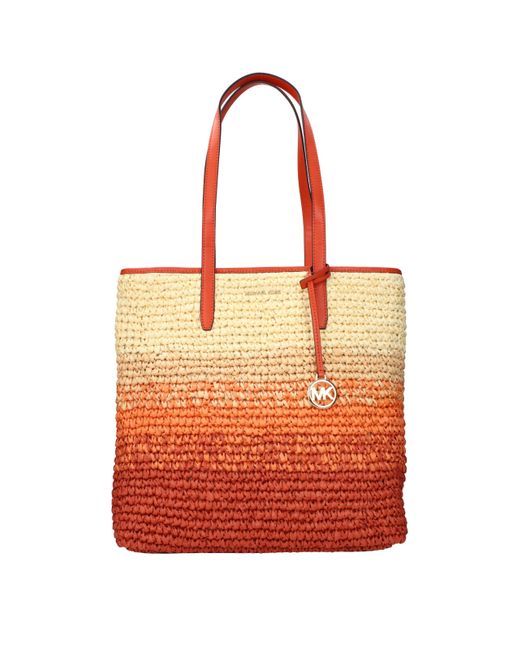 Michael Kors Red Shoulder Bag Raffia/Clay