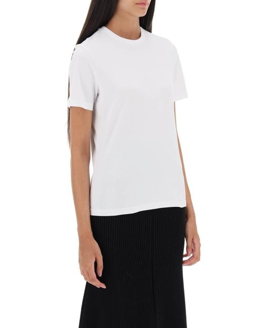 Tory Burch White Regular T Shirt With Embroidered Logo