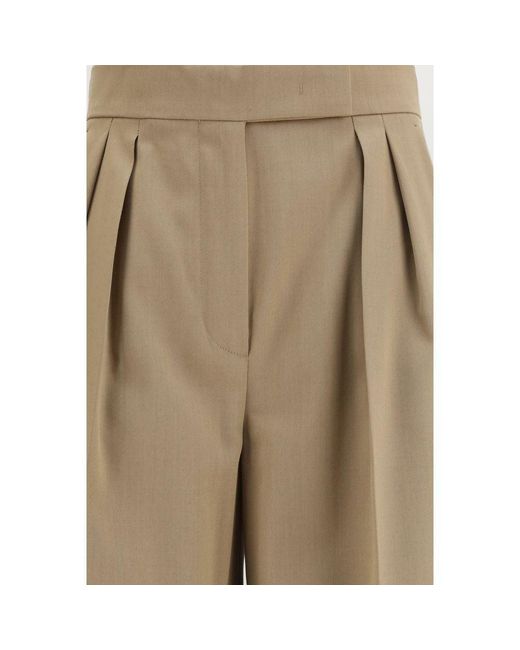 Max Mara Natural Beige Wool Casual Pants