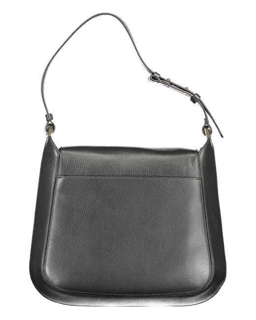 Coccinelle Black Elegant Leather Shoulder Bag With Turn Lock Closure