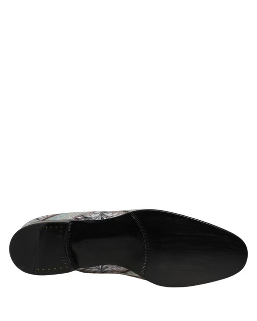 Dolce & Gabbana White Multicolor Velvet Baroque Dress Loafers Shoes for men