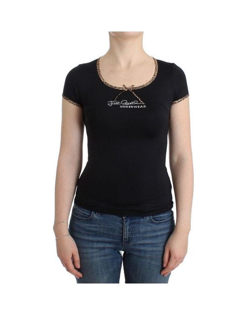 Roberto Cavalli Black Elastane Top