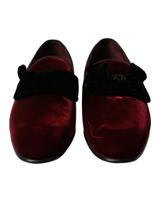 Dolce & Gabbana Brown Burgundy Velvet Loafers for men
