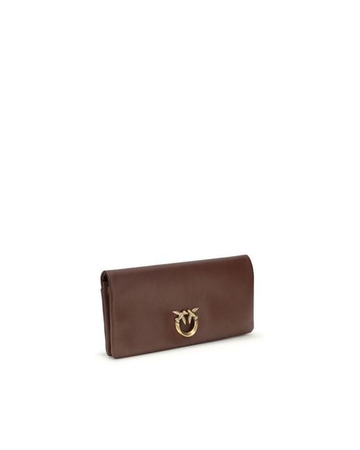 Pinko Brown Bordeaux Calf Leather Bos Taurus Clutch Bag