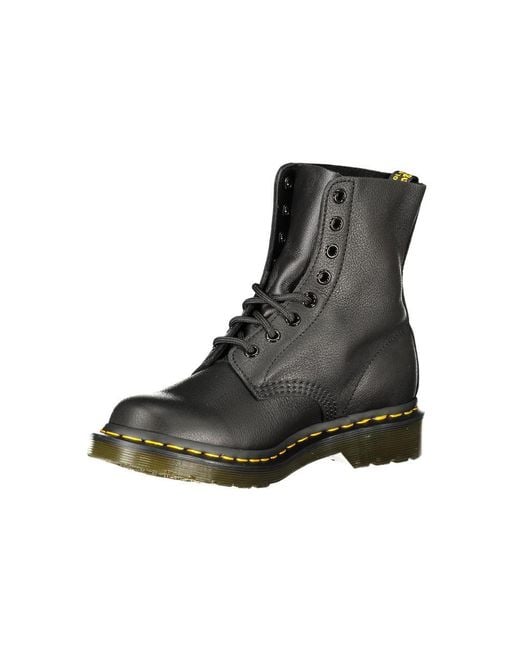 Dr. Martens Gray Black Leather Unisex Boot