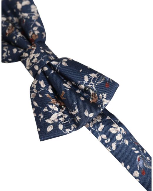 Dolce & Gabbana Men Navy Blue Floral Adjustable Neck Papillon Bow Tie for men