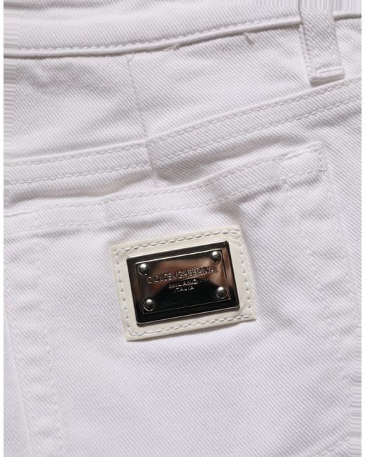 Dolce & Gabbana Black White Cotton Low Rise Denim Hot Pants Shorts