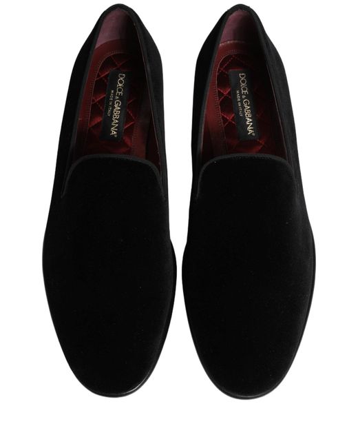 Dolce & Gabbana Black Velvet Loafers Formal Men Dress Shoes for men