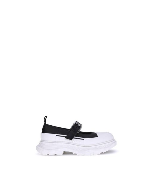 McQueen White Black Rubber Ballet Flats