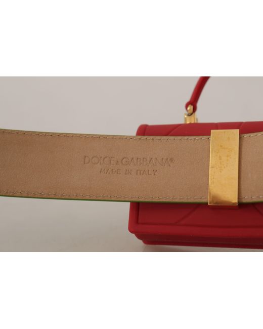 Dolce & Gabbana Green Elegant Leather Belt With Mini Bag Accessory