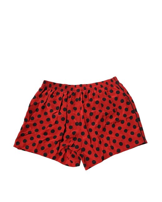 Dolce & Gabbana Red Silk Polka Dot Boxer Shorts Underwear for men