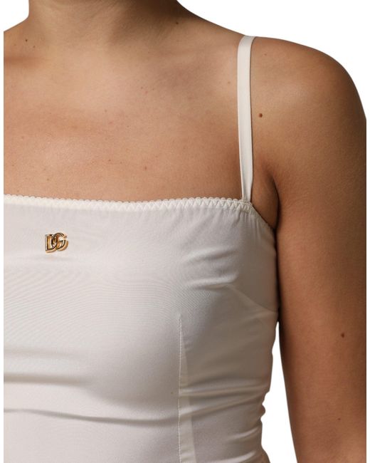 Dolce & Gabbana White Full Slip Dg Logo Silk Dress Sleepwear for men