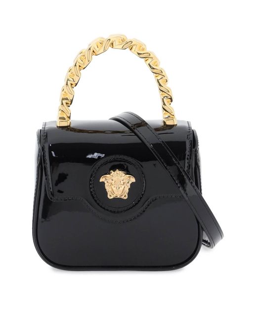 Versace Black Patent Leather 'la Medusa' Mini Bag
