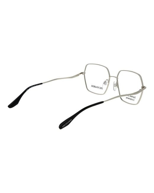 Trussardi Metallic Silver Stainless Steel Glasses (frames)