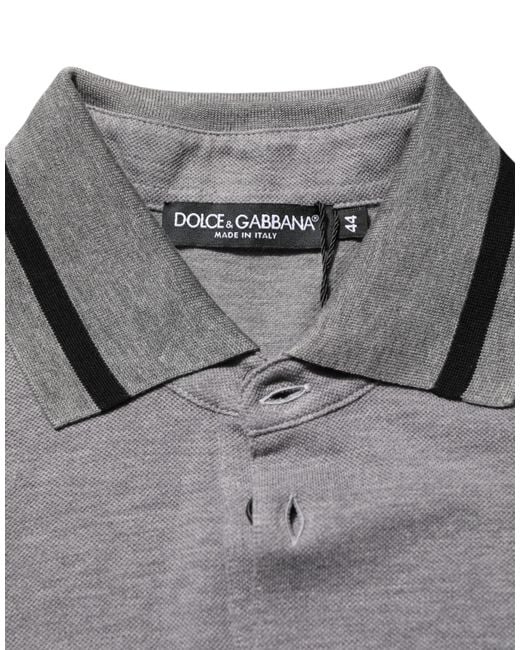 Dolce & Gabbana Gray Logo Embroidery Collared Polo T for men