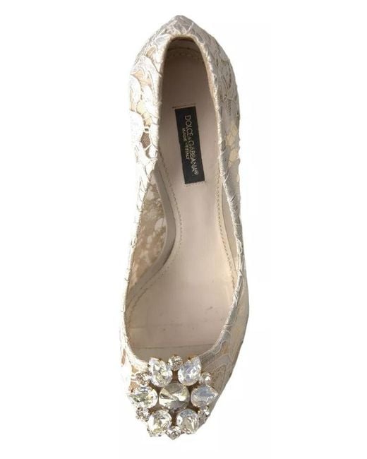 Dolce & Gabbana White Taormina Lace Crystal Heels Pumps Shoes (Pre-Owned)