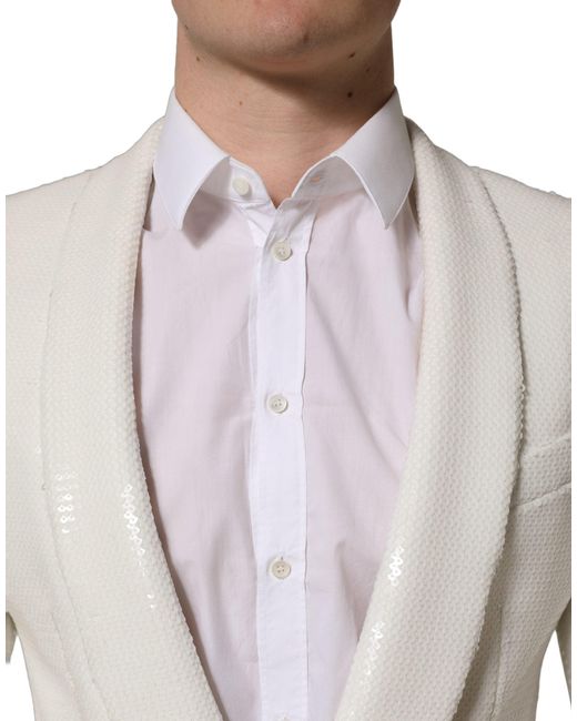 Dolce & Gabbana White Viscose Single Breasted Blazer Jacket for men