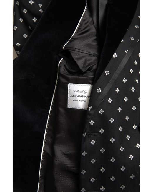 Dolce & Gabbana Black Slim Fit Double Breasted Blazer for men