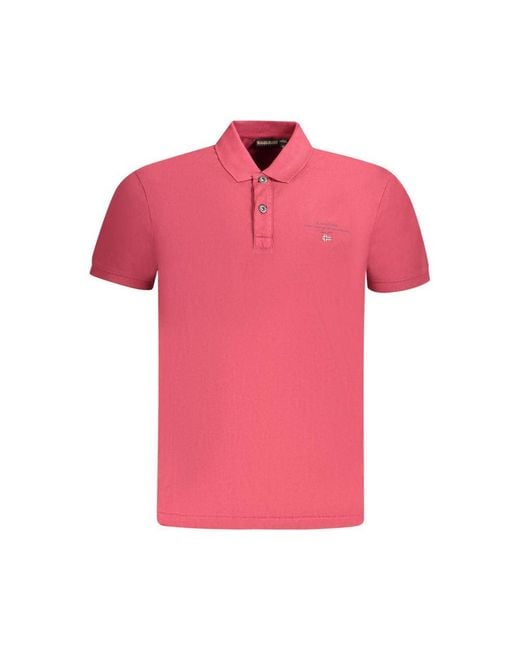 Napapijri Pink Cotton Polo Shirt for men