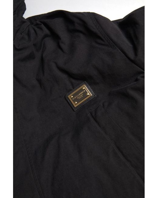 Dolce & Gabbana Black Hooded Parka Cotton Trench Coat Jacket for men