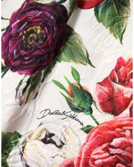 Dolce & Gabbana Red White Floral Embellished Sheath Mini Dress