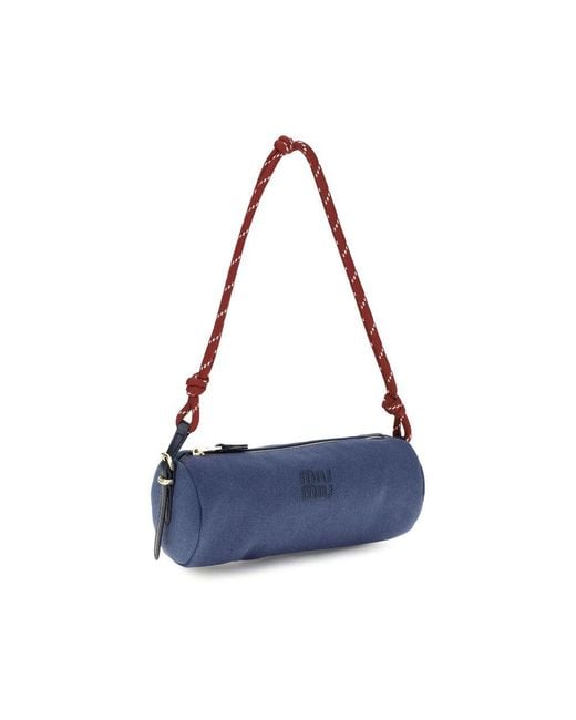 Miu Miu Blue Cotton Shoulder Bag